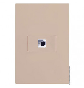 Conjunto RJ11 Telefone Horizontal 4x2 - RECTA Areia Satin Fosco